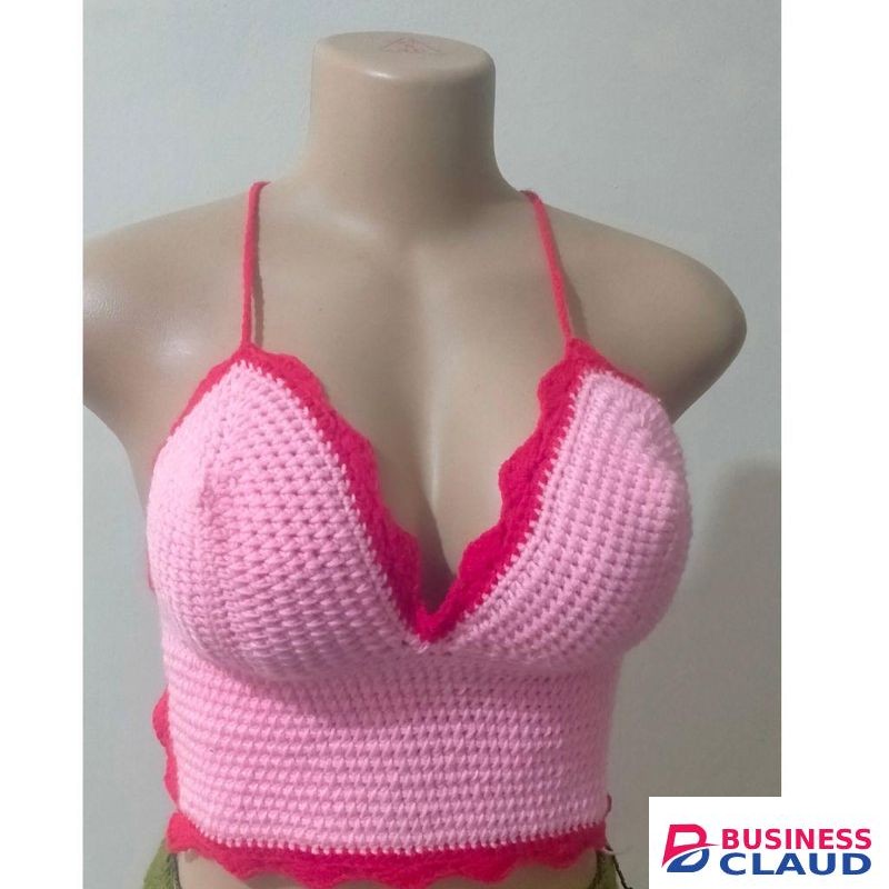 Selfmadewear Sunset Petal Crop-Crochet Halter Crop Top