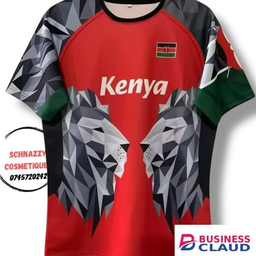 New Arrival RED L Trending Unisex Kenya Rugby Tees Numbered Tshirt Limitless Use Game Weekend Daywear Futaa Football Matchday Gameday Aesthetics Chill Indoors Outdoors Streetwear Airport Events