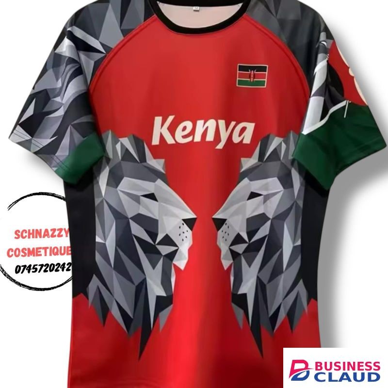 New Arrival RED L Trending Unisex Kenya Rugby Tees Numbered Tshirt Limitless Use Game Weekend Daywear Futaa Football Matchday Gameday Aesthetics Chill Indoors Outdoors Streetwear Airport Events