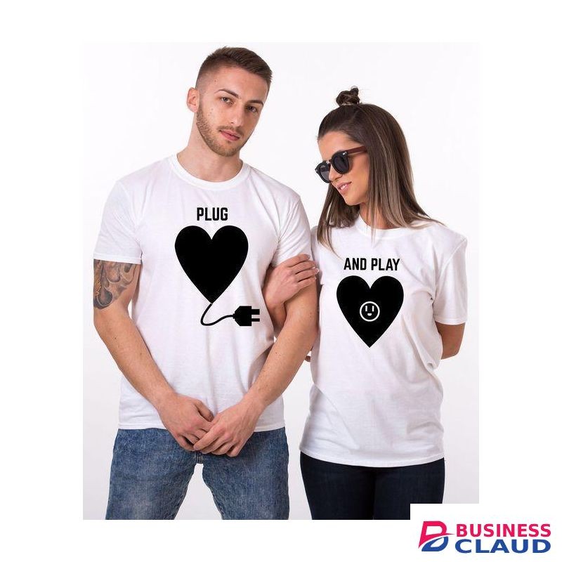 Matching Plug and Play Couple T-Shirts – Romantic His and Hers Set