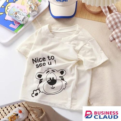 Kids Short Sleeves T-shirt Cute Printing Round Neck Breathable Tops