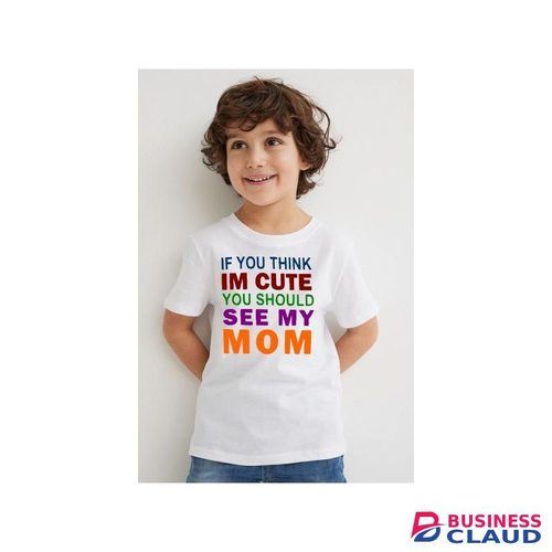 White “See My Mom” Colorful Text T-Shirt