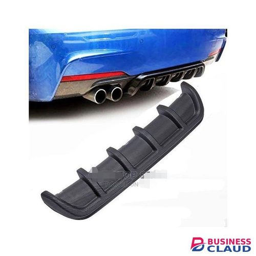 Universal 25"x5" Matte Black ABS Rear Shark Fin Style Curved Bumper Lip Diffuser 6 Fin Kit