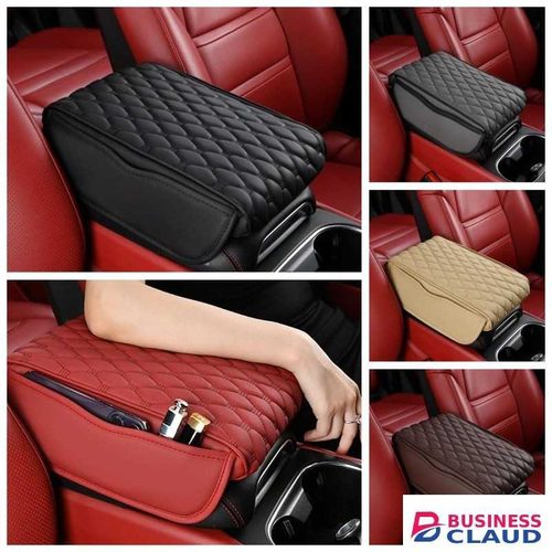 Universal car armrest pad with side storage organizer