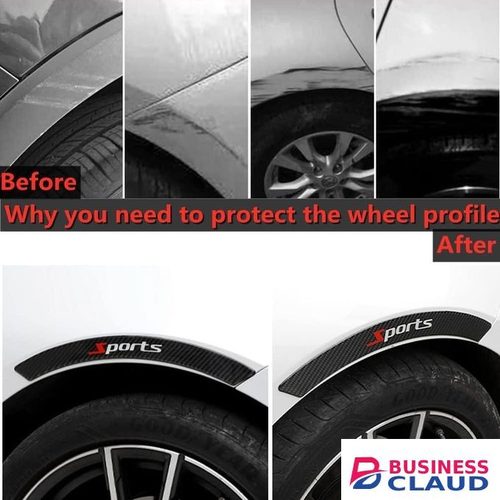 General 4 pcs Car wheel arch anti-collision rubber strips, carbon fiber side bumper protection strips, car wheel arch mudguard edge anti-scratch decorative strips