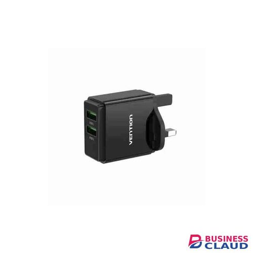 Vention Two-Port USB(A+C) Wall Charger (18W/20W) UK-Plug Black
