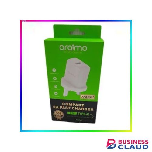 Oraimo Excellent Performance Fast Type C Charger For Redmi, Oppo, Tecno, Samsung, Infinix And All Android Devices