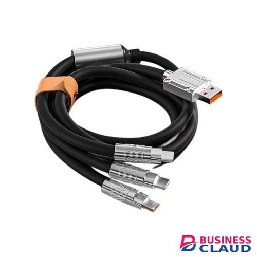 Fast Charging Cable 6A 120W, Multi Charging Cable 1 meter, Universal Charging Cord 3 In 1 Type C/Micro/USB Compatible with iPhon/Pad/Glaxy etc. (Black 1m)