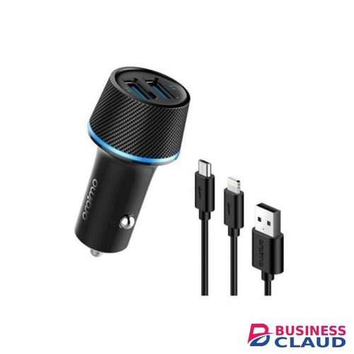 Oraimo Fast OCC-21DML Highway Car Charger With 2-In-1 Lightning & Micro USB Cable - Black
