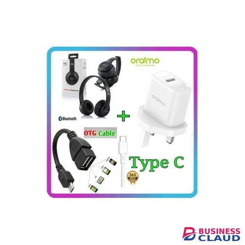Oraimo Original type C Faster Charger +P47 Headphones+OTG Cable