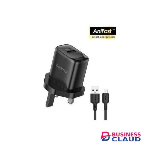Oraimo Compact 10W Fast Charger – Wall Adapter with Micro-USB Cable, Quick Charging, Compact & Portable Design – Black