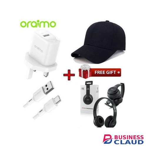 Oraimo Original type C Faster Charger +Cap+Free Bluetooth Headphones