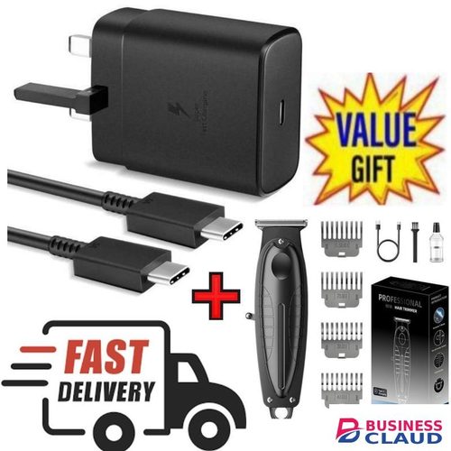 Samsung Super Fast 45W PD USB-C PD Adapter, Fast Charger for Galaxy S21/S20/Note 20, Power Delivery Wall Charger, Type-C Laptop Charging, 5V/3A 9V/3A 15V/3A 20V/2 + Shaving Machine-Kinyozi