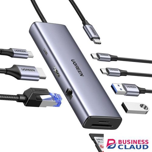 Ugreen 9-in-1 USB-C Multifunction Adapter, USB-C to USB3.0 ( 2 Port ) + USB-C ( 2 port ) + 4K HDMI + RJ45 Ethernet + SD & TF + PD port Converter(UG- 15375,CM498)
