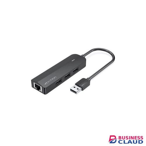 Vention 3-Port USB 2.0 Hub with 100M Ethernet Adapter – Black (CHPBB)