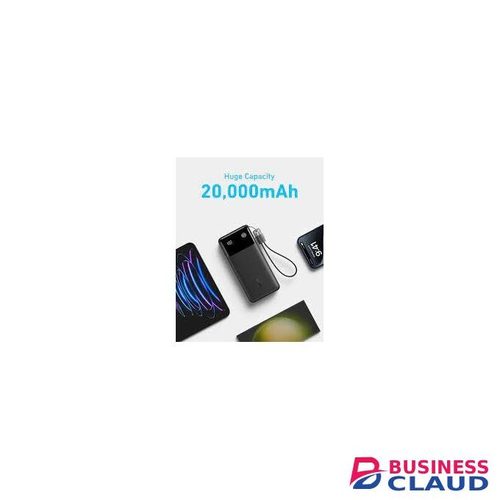 Anker Powercore Powerbank, 20000 mAh, 30 Watts, with Usb c cable & Lanyard clip