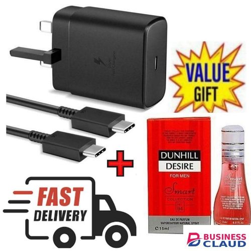 Samsung Super Fast 45W PD USB-C PD Adapter, Fast Charger for Galaxy S21/S20/Note 20, Power Delivery Wall Charger, Type-C Laptop Charging, 5V/3A 9V/3A 15V/3A 20V/2 + Dunhill Desire Perfume