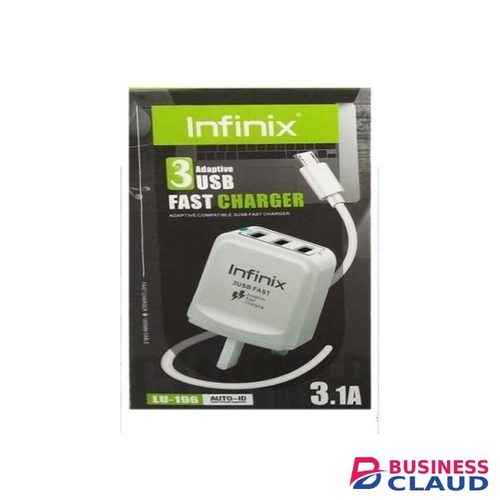 Infinix 3.1A 3USB QUICK ADAPTIVE CHARGER FOR SMARTPHONE