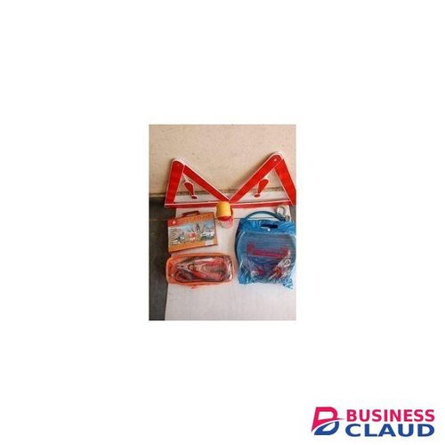 Car Safety Kit 5 In 1 - Foldable Life Saver Triangles, Fire Stop Extinguisher, First Aid Kit,Jumper Cables & Towing Rope