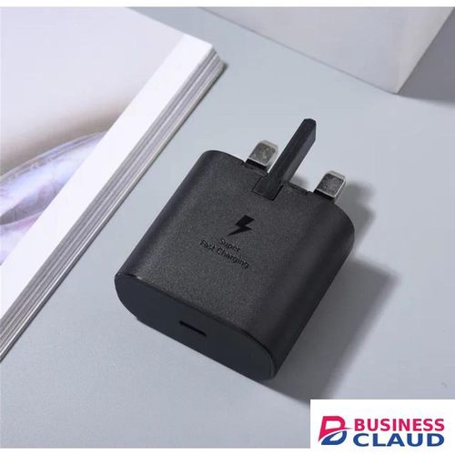 Samsung 25 Watts Super Fast Black Charger/ Adapter For Galaxy A06, A16, A26, A36, A56, A14, A15, A24, A25, A23, A33, A34, A35, A54, A53, A55, A74, A53, A73, S24Ultra, S24 Plus, S23 Plus, S23Ultra, S22 Ultra, S21 Plus