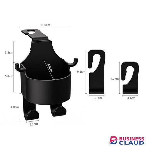 Universal Car Seat Headrest Hook with Built-in Cup Holder – Multifunctional Hanger for Handbags, Grocery Bags, and More – Fits Most Vehicle Seats