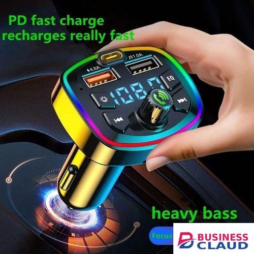 Car Charger FM Transmitter Bluetooth 5.0 MP3 Player – Dual USB Fast Charger, RGB Lights, Hands-Free Car Kit
