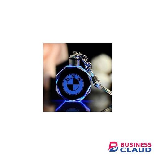 Car Logo Key Holder Crystal Car Styling KeyChain With Changing Colorful LED Light Laser Engraved Keyring (BMW)