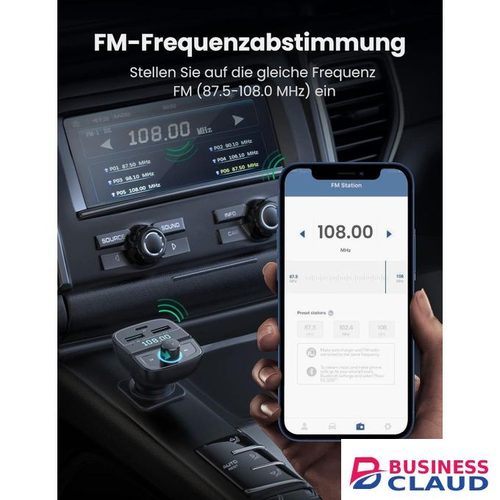 Ugreen Bluetooth Car Charger (5.0 + PD + QC3.0 + USB Flash Drive + TF) – CD229 (Black)
