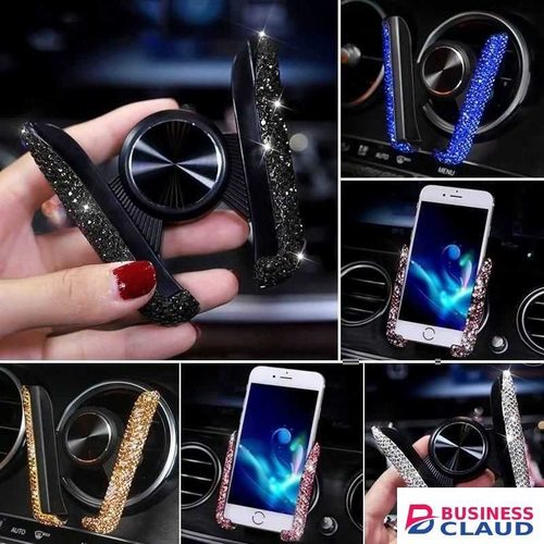 Car Phone Holder Women Diamond Crystal Car Air Vent Mount Clip Mobile Phone Holder Stand in Auto Bracket Interior Accessories