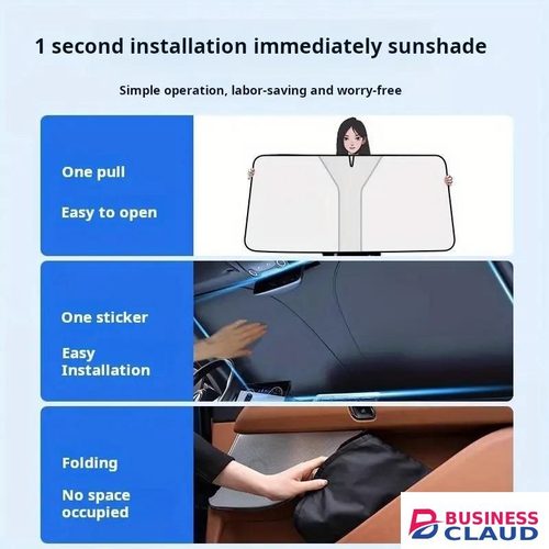General Portable car windshield sunshade - heat-isolating front window sunshade for interior accessories, suitable for most car models