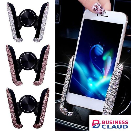 Car Phone Holder Women Diamond Crystal Car Air Vent Mount Holder Mobile Phone Holder Stand In Car Bracket Interior Accessories MEI