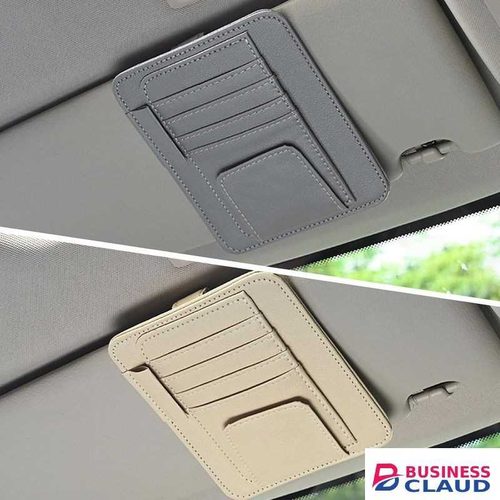 Car Sun Visor Organizer, PU Leather Card Glasses Holder Clip, Universal Car Visor Storage Pocket Pouch, Auto Interior Accessories for Storing Sunglasses Pen Ince Ticket