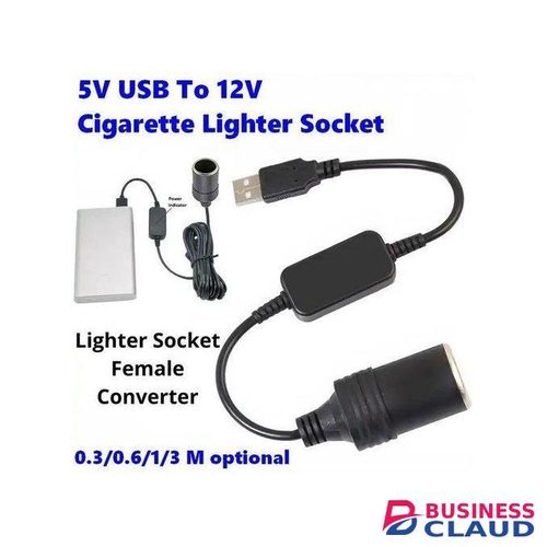 5V USB to 12V Car Cigarette Lighter Socket Female Converter for USB to Cigarette Lighter Adapter DVR Dash Camera GPS