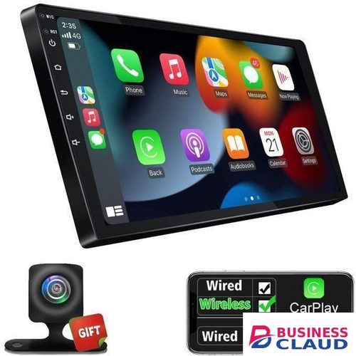 Android NEW Intelligent Car Radio 64 INTERNAL MEMORY+4GB RAM – 10 inch Double Din 2Din Touchscreen with Wireless CarPlay, GPS Navigation System, WiFi, FM Radio, Bluetooth, Dual USB + FREE REVERSE CAMERA
