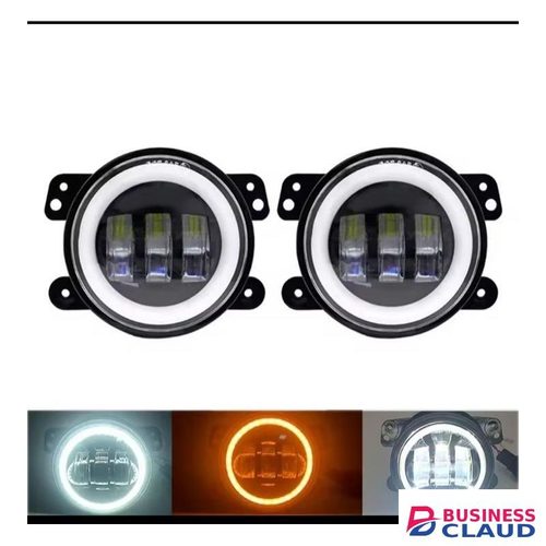 60W 4 Inch LED Fog Lights Car Driving Lights With White Halo Ring DRL Amber Turn Signal Lamp for Jeep Wrangler