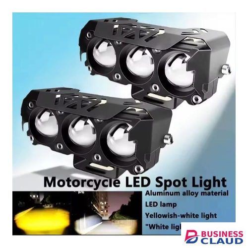 Motorcycle LED Spot Light Dual Color Hi/Low Beam Fog Lamps for Car Trucks SUV UTV 12V 24VMini Lens Headlight Driving Light
