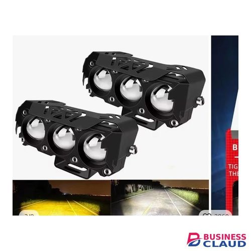 Motorcycle 3 LED supper bright Spot Light Dual Color Hi/Low Beam Fog Lamps for Car Trucks SUV UTV 12V 24VMini Lens Headlight Driving Light