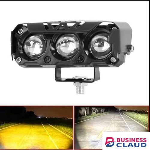 Motorcycle LED Spotlight Dual Color Hi/Low Beam 3 Lens 12V Work light Scooters Headlight Motorbike Fog Lamps Driving Light