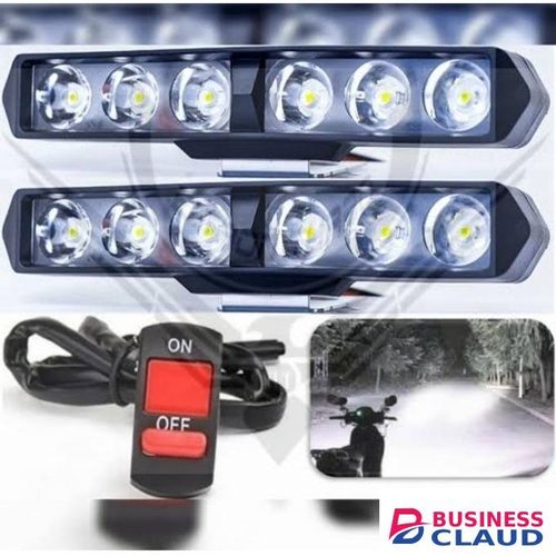 1/2pcs 6 LED Motorcycle Fog Lights White Yellow Strobe