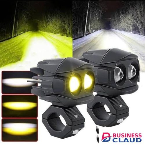 Motorcycle Auxiliary LED Light Kit Driving Spotlights White/Amber Fog Light with Mount Brackets Wire Harness Waterproof 60W Offroad Work Lights Compatible with Motorcycle J-eep Car Truck