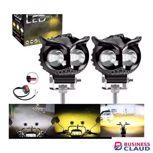 2PCS Motorcycle Dual Color Headlight Fog light Bar 9V-85V 12W Projector Lens Spotlight LED Light Yellow white