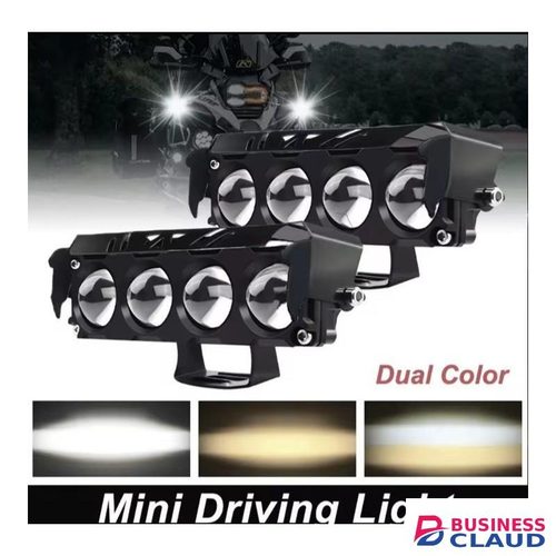 4 Lens Motorcycle LED Spotlight Dual Color Hi/Low Beam Fog Lamps for Car Trucks SUV UTV 12V 24VMini Lens Headlight Driving Light