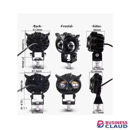 Led Motorcycle Headlight Owl Design High Low Beam Strobe Flash Dual Color White Yellow Spotlights Scooter Running Fog