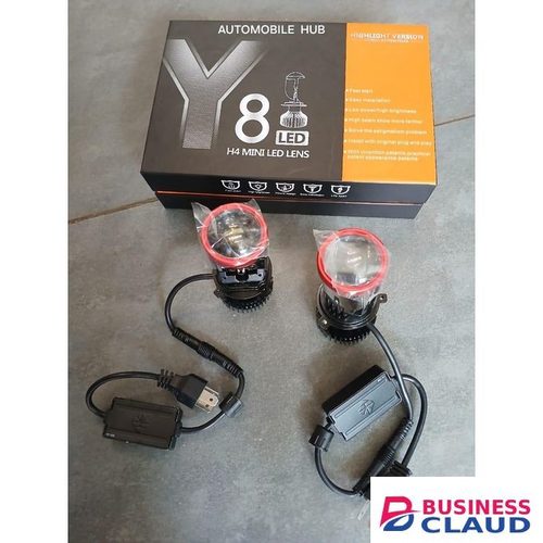 Y8 H4 Led Headlights Car H4 Mini Projector Lens 6000k Super Bright 30000lm High Low Beam Auto Led Lights