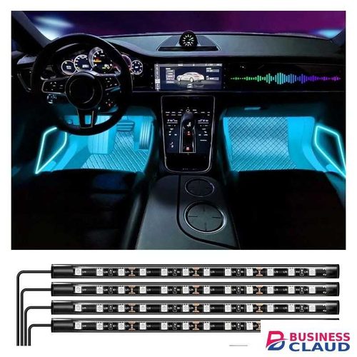 2 pcs Neon Car Interior Ambient Foot Light with USB self fix