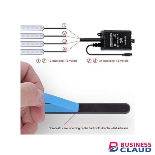 Car LED Strip Lights 8 Multicolor Interior RGB Under Dash Lighting Waterproof Kit With Wireless Remote Control Multi-Mode Change 36-LED Ambient Lamp