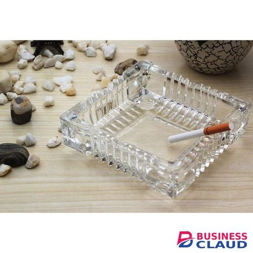 Deli GLASS ASH TRAY SQUARE CLEAR