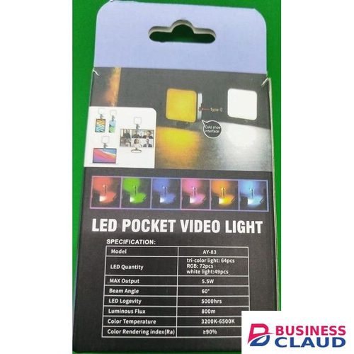 AY-83 RGB LED Pocket Video Light for Smartphone, Camera, YouTube, TikTok – Portable Lighting for Vloggers & Creators