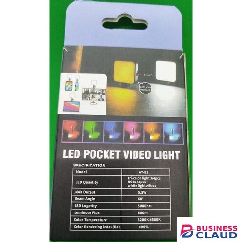 AY-83 Mini RGB LED Pocket Video Light – Rechargeable Photography Lighting for Social Media Creators, TikTok, YouTube, and Instagram