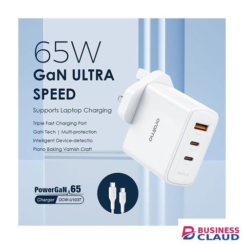 Oraimo 65W Ultra Speed Triple Port Charger Kit with Type-C to Type-CLaptop and Mobile Phones